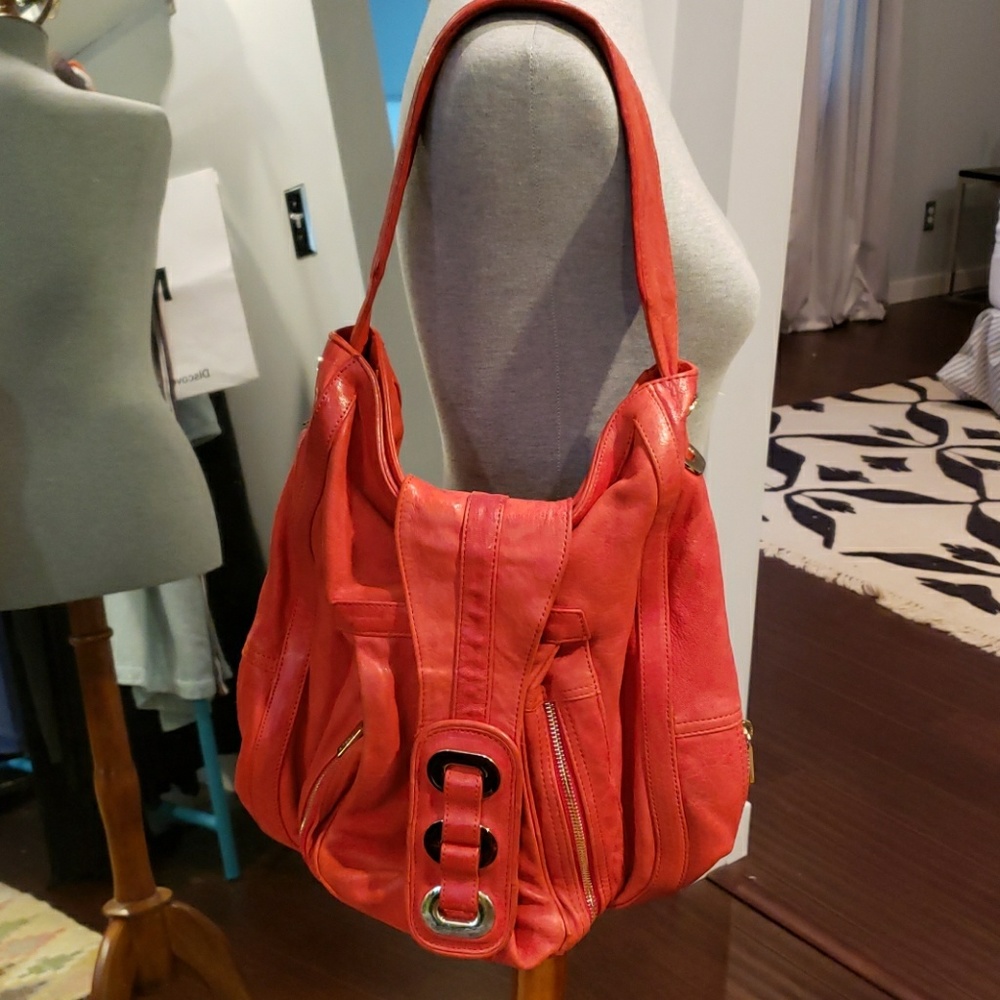 Treesje red leather shoulder bag